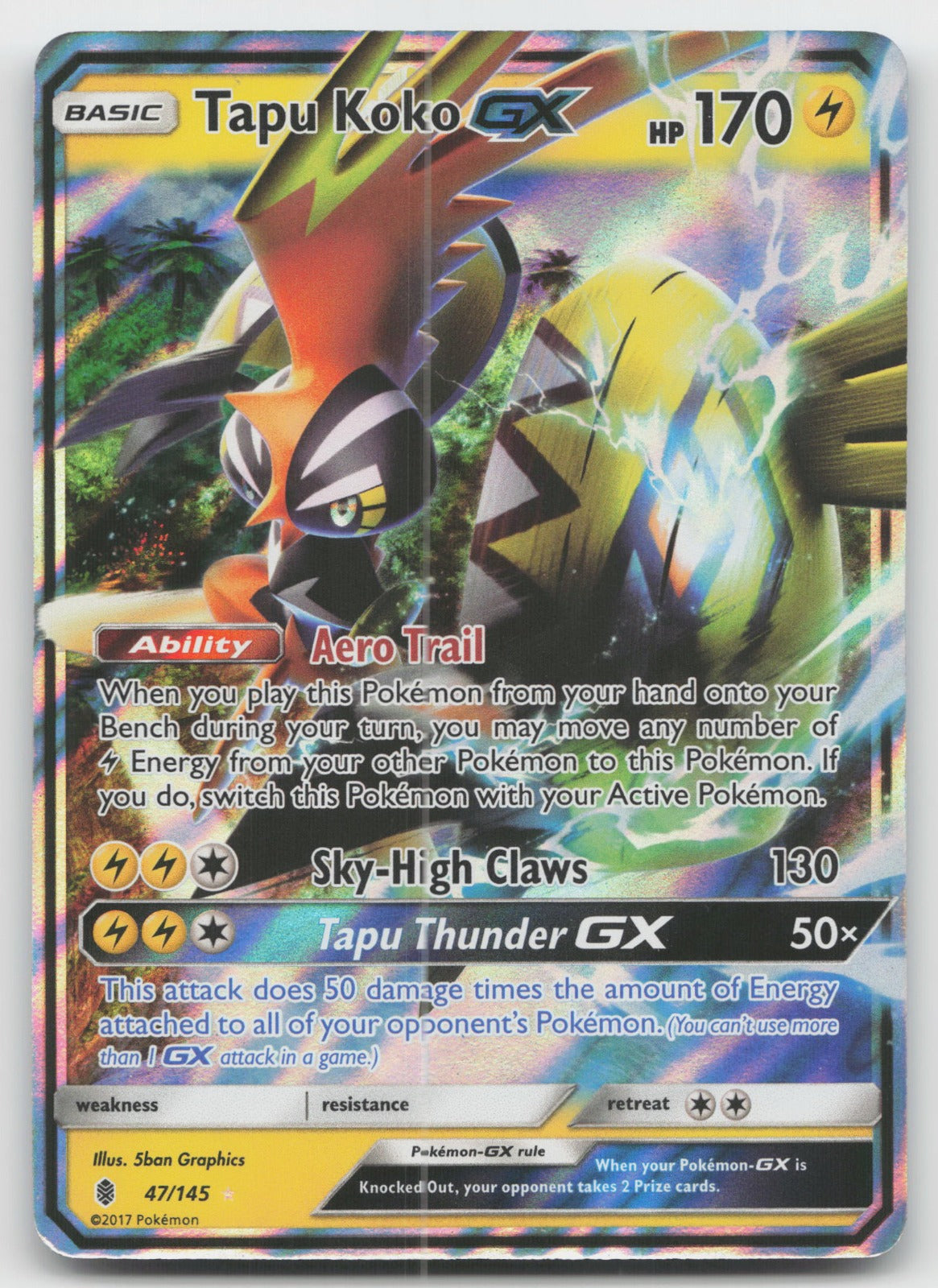 Tapu Koko GX Holo Ultra Rare SM - Guardians Rising 47/145 NM