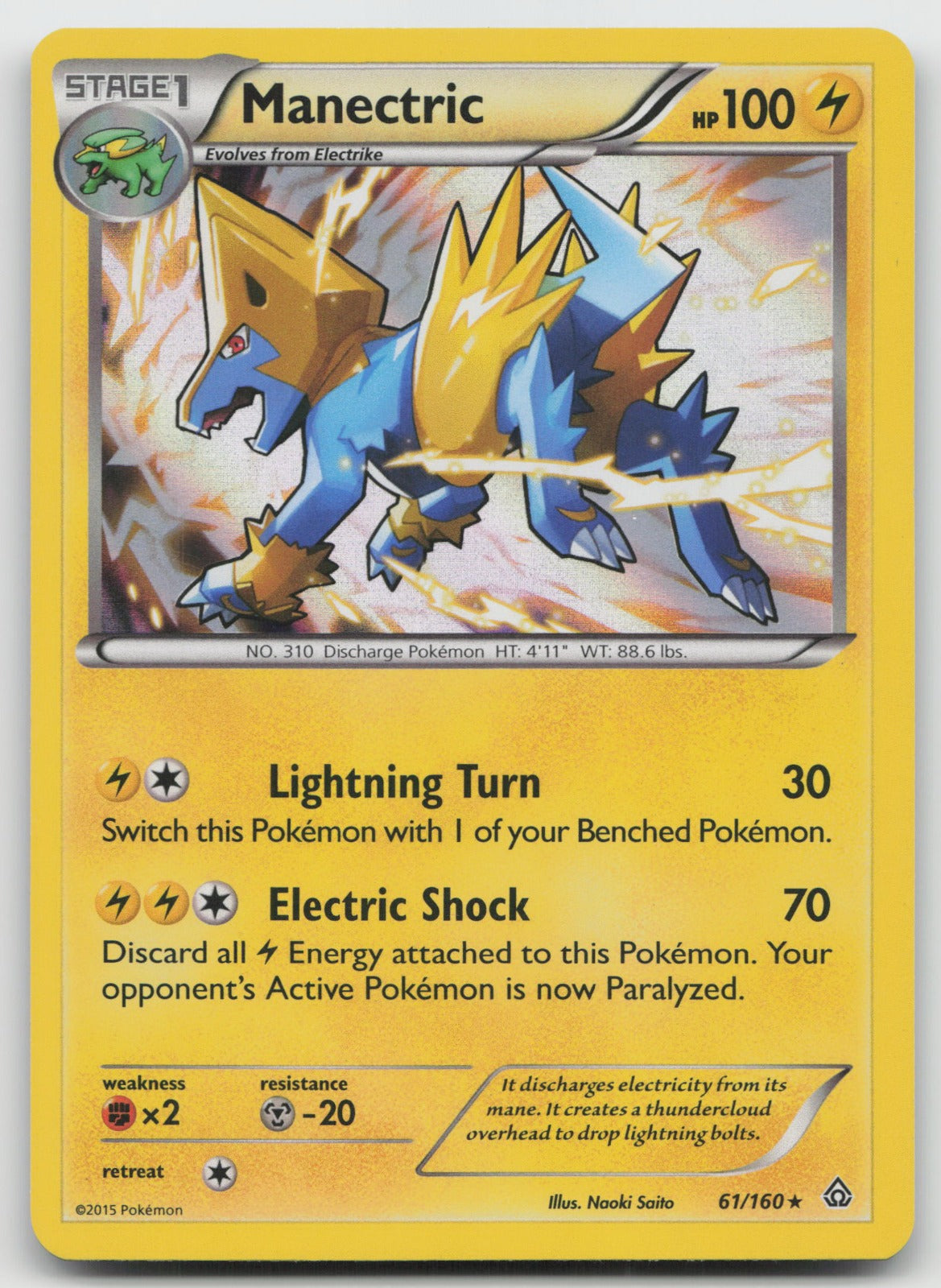 Manectric Holo Rare XY - Primal Clash 61/160 LP