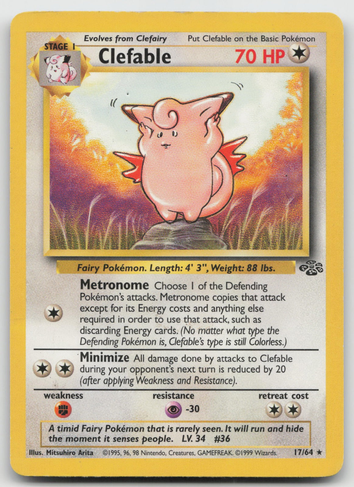 Clefable Unlimited Rare Jungle 17/64 DMG
