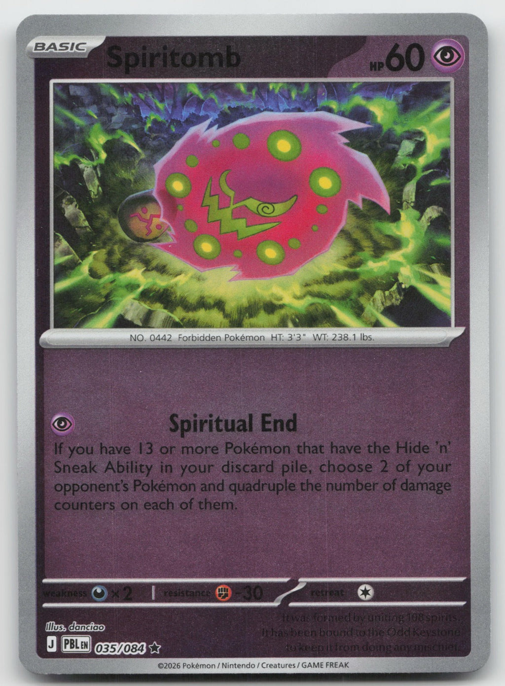 Spiritomb Reverse Holo Rare ME05: Pitch Black 035/084 NM
