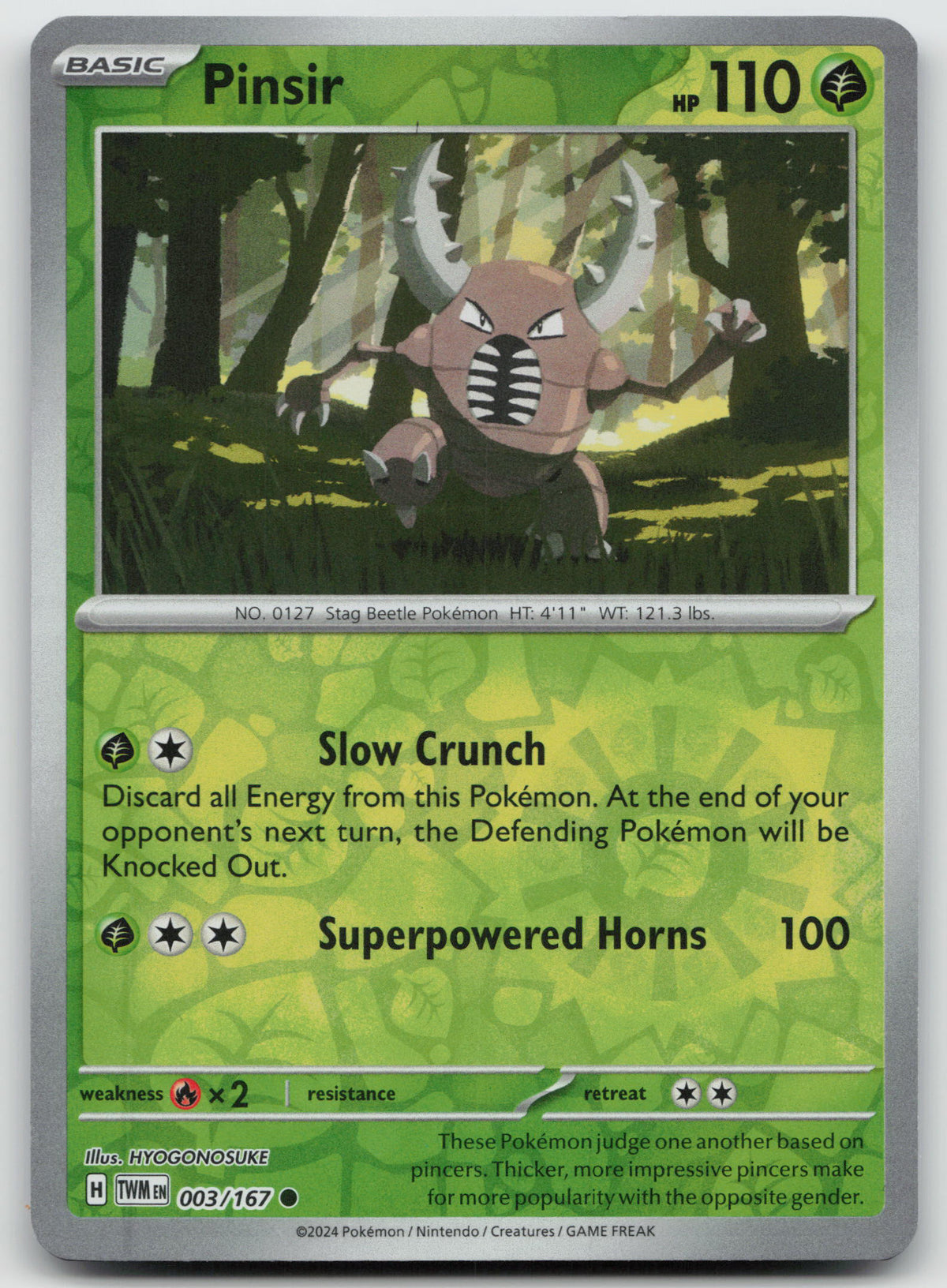 Pinsir Common Reverse Holo SV06: Twilight Masquerade 003/167 NM