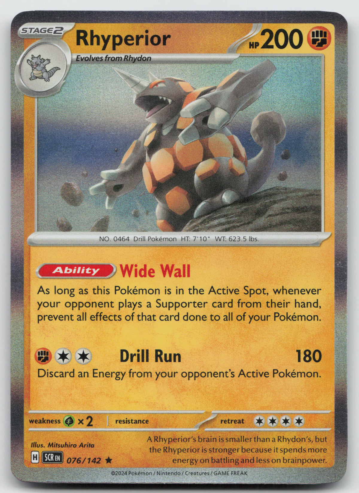 Rhyperior Rare Holo SV07: Stellar Crown 076/142 NM