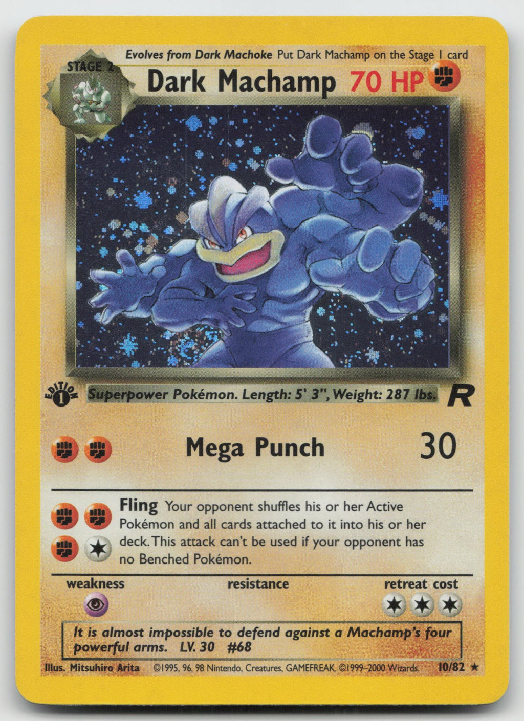 Dark Machamp Holo Rare 1st Edition Team Rocket 10/82 LP