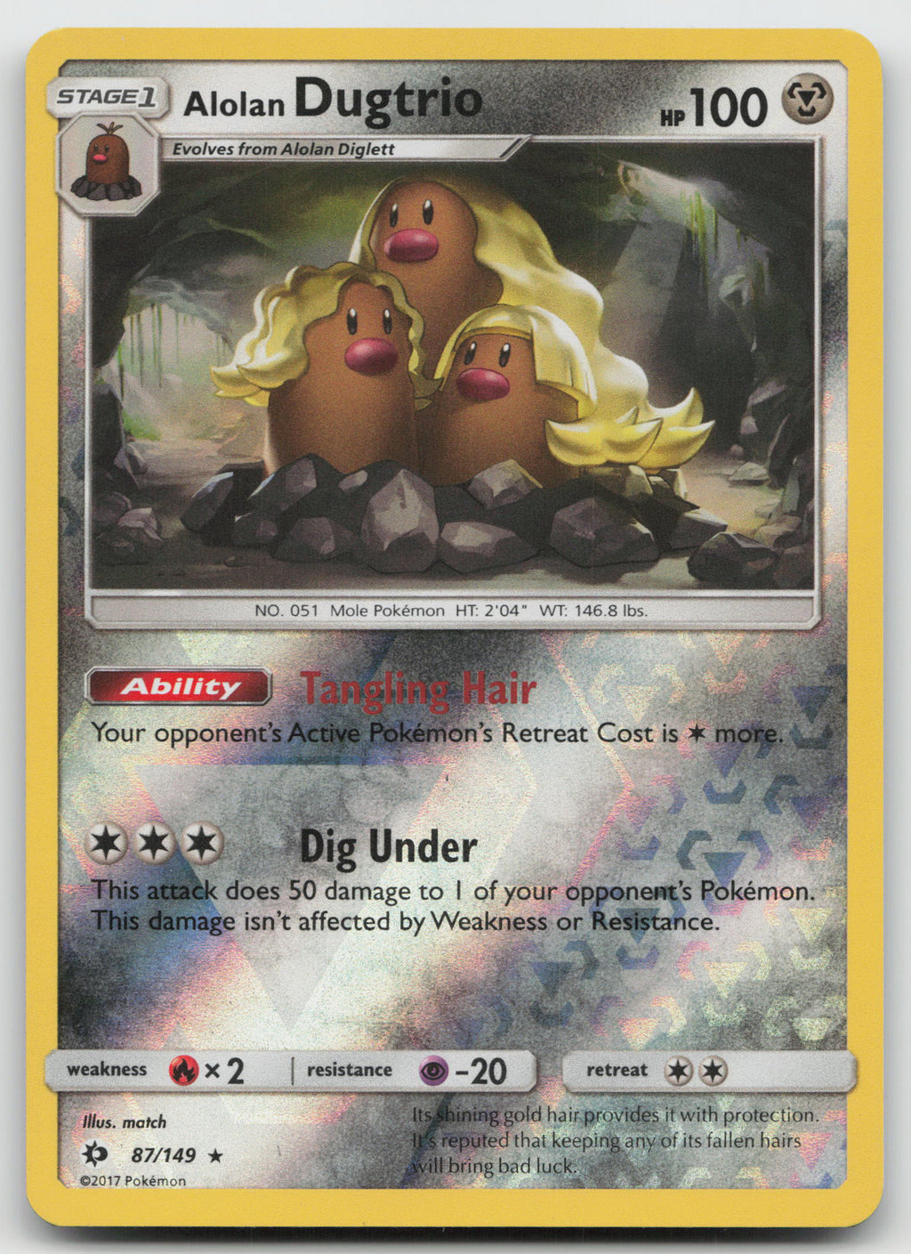 Alolan Dugtrio Holo Rare Reverse Holofoil SM Base Set 87/149 NM