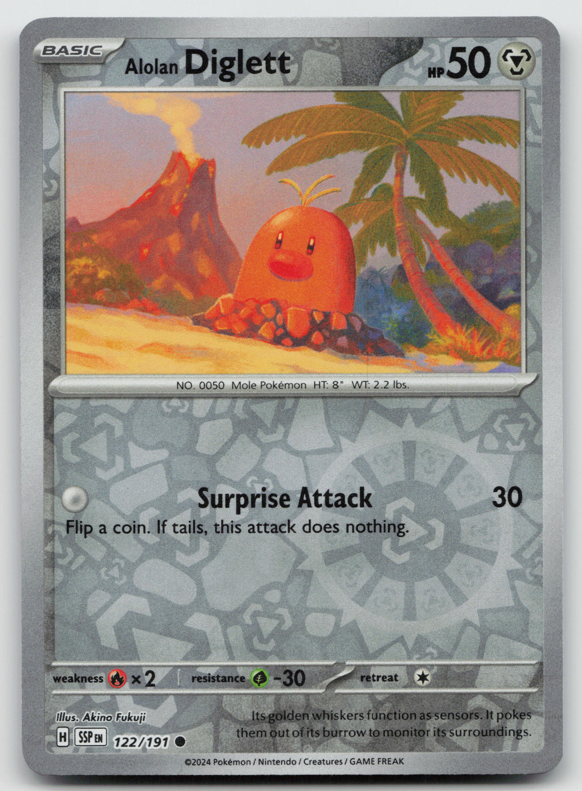 Alolan Diglett Common Reverse Holo SV08: Surging Sparks 122/191 NM