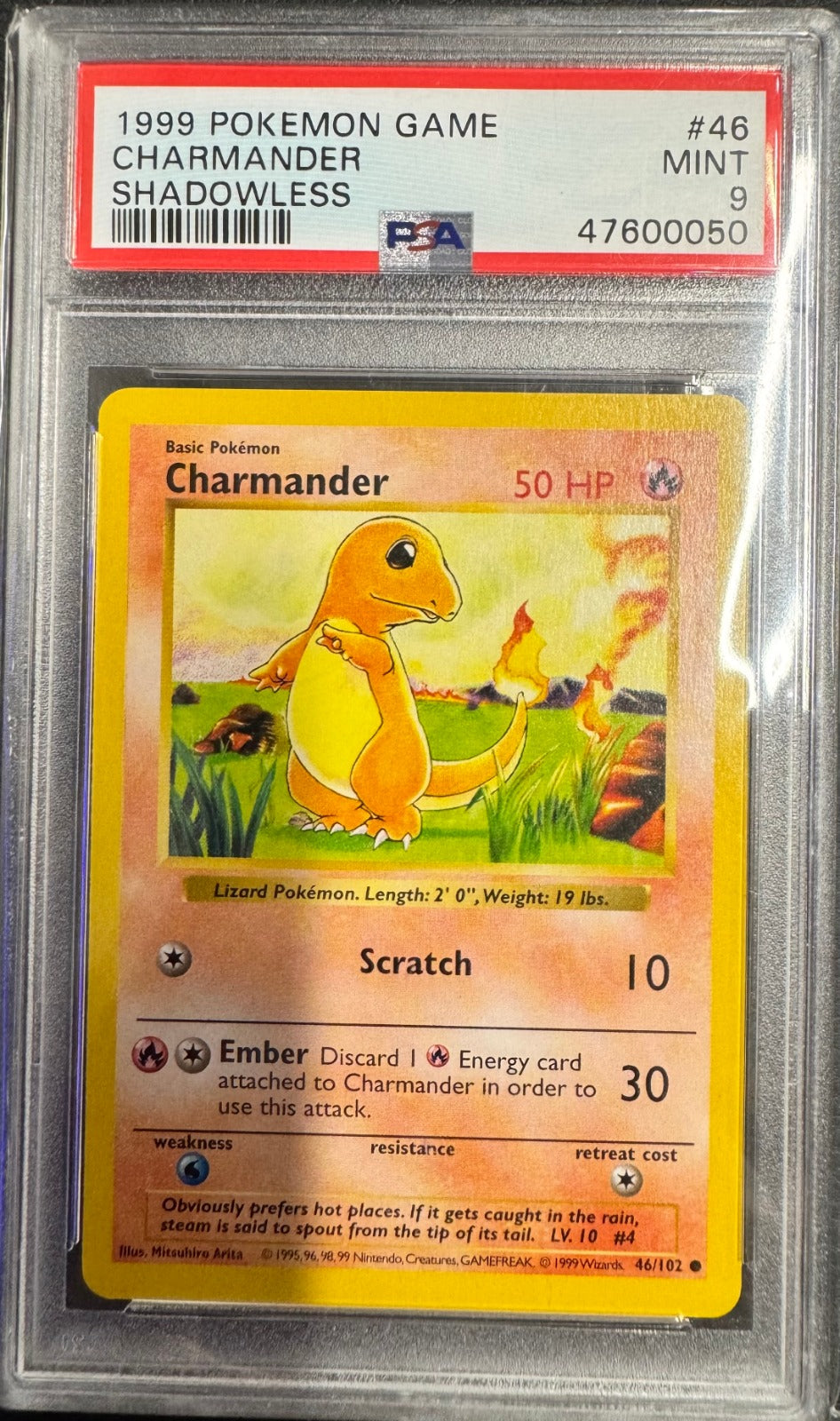 Charmander Common Base Set (Shadowless) 46/102 PSA 9
