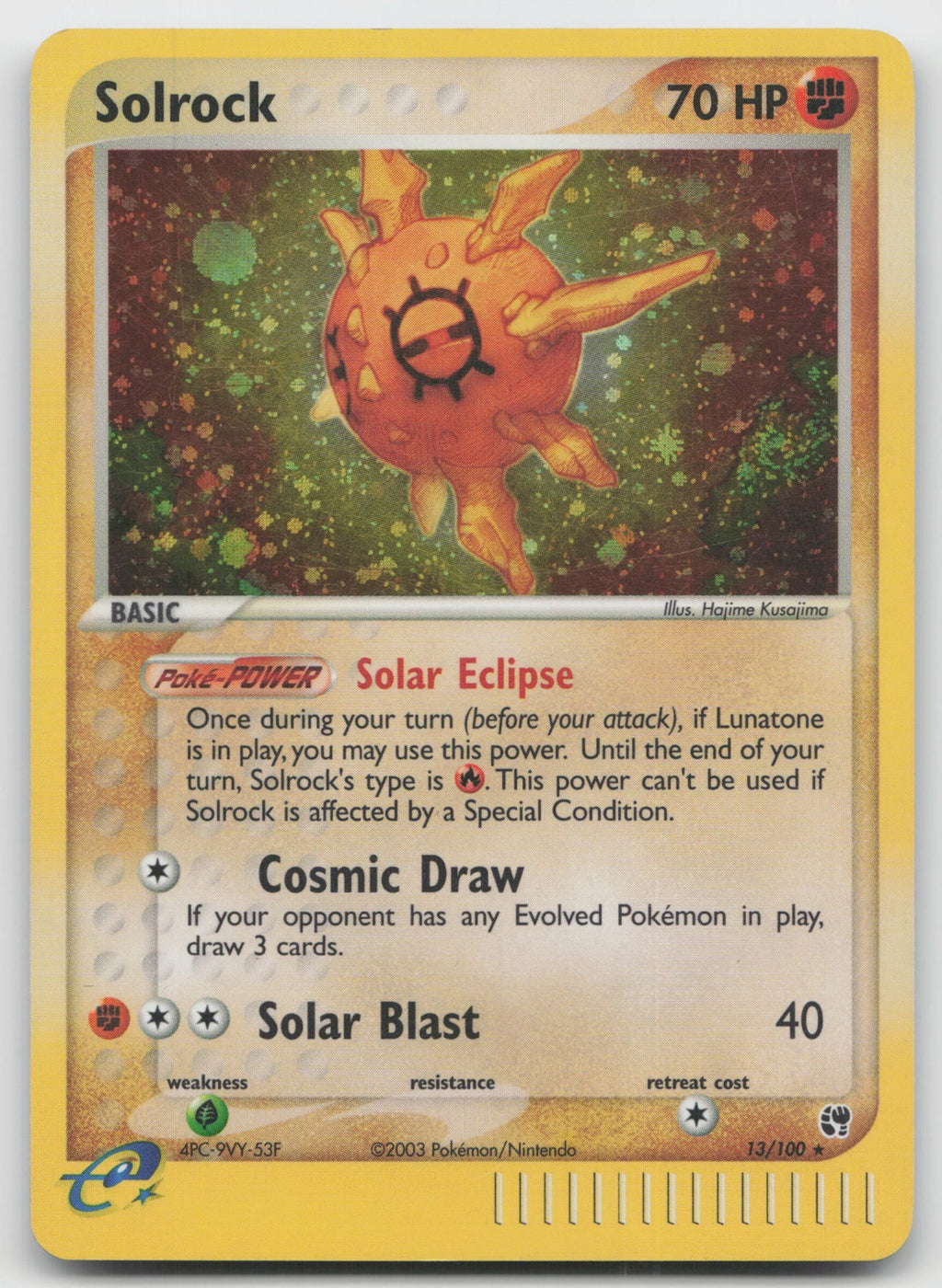 Solrock Holo Rare Sandstorm 13/100 HP