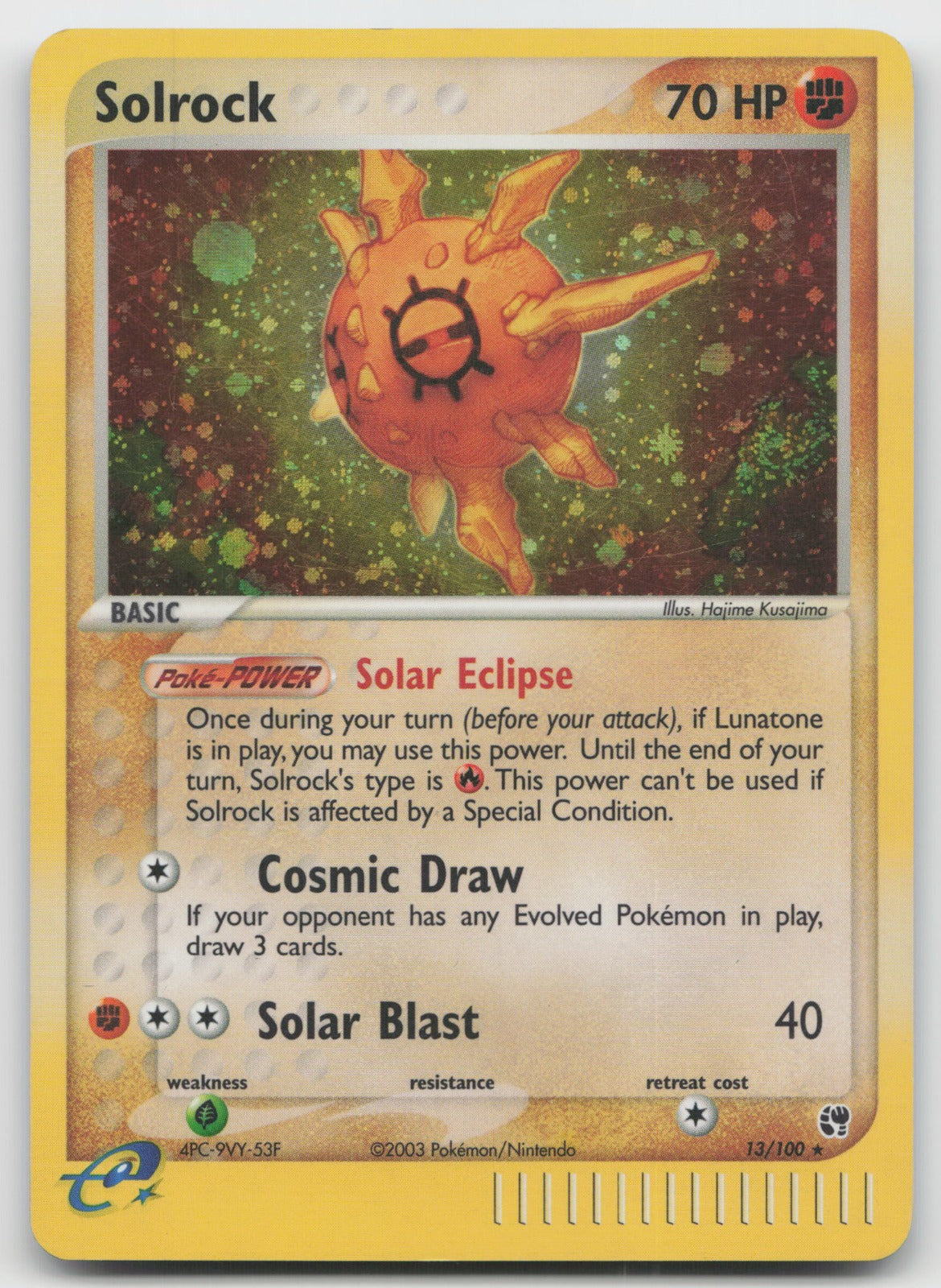 Solrock Holo Rare Sandstorm 13/100 HP