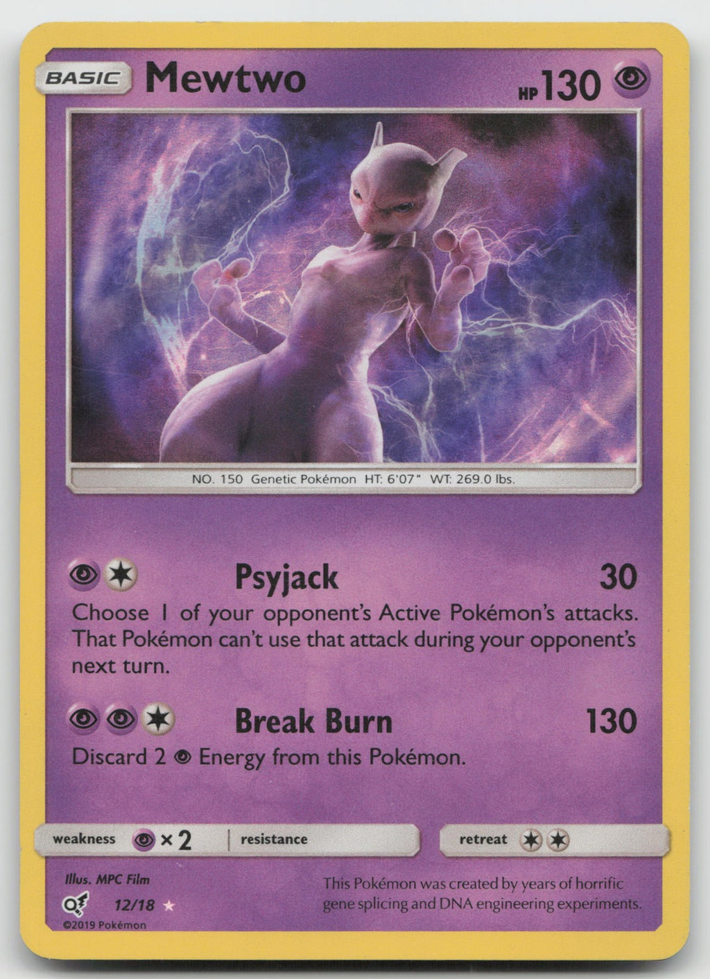 Mewtwo Holo Rare Detective Pikachu 12/18 LP