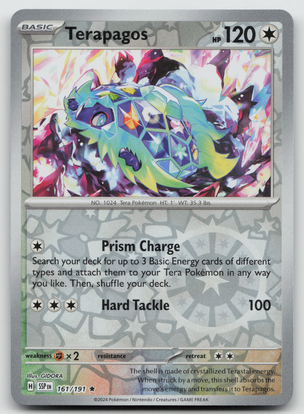 Terapagos Rare Reverse Holo SV08: Surging Sparks 161/191 NM