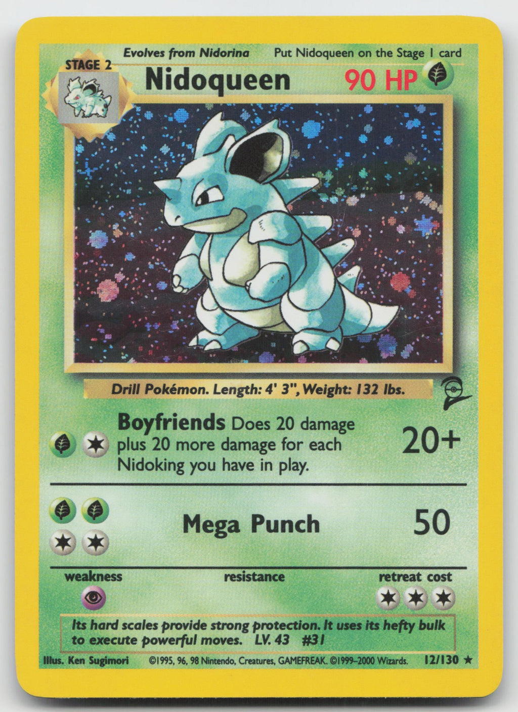 Nidoqueen Holo Rare Base Set 2 12/130 NM/VLP