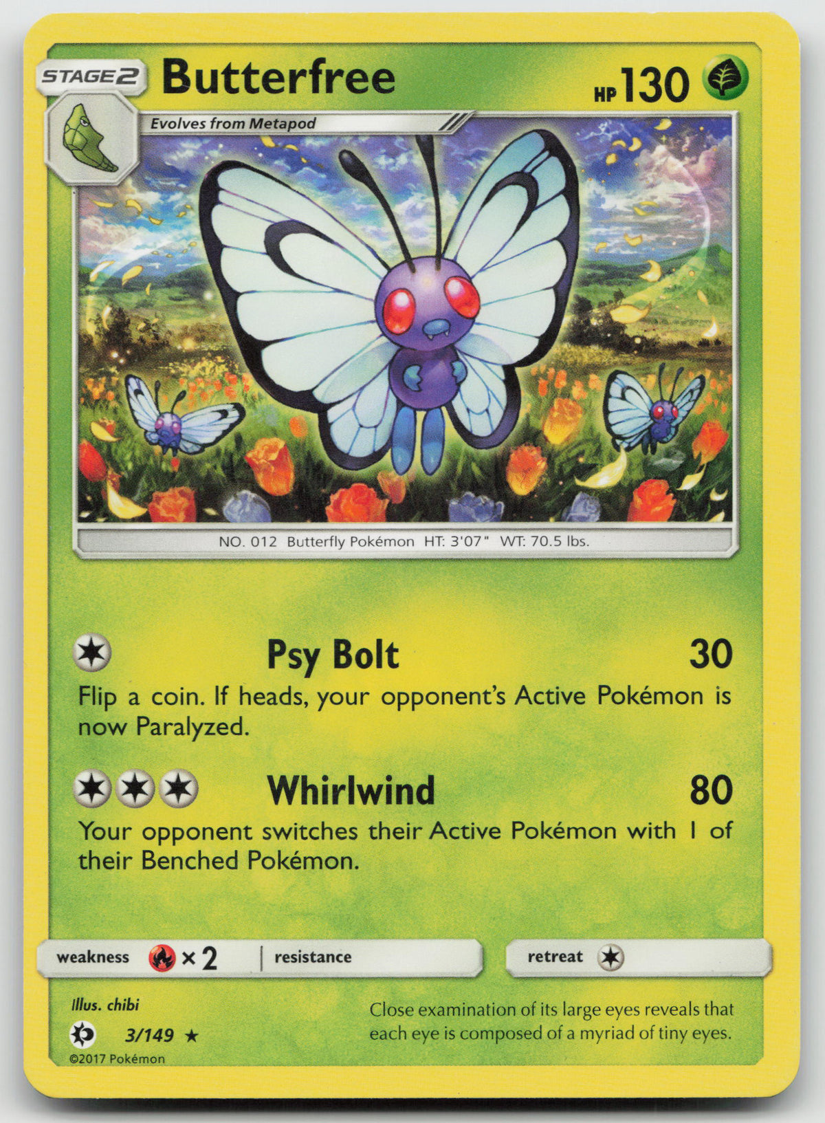 Butterfree Rare Normal SM Base Set 3/149 NM