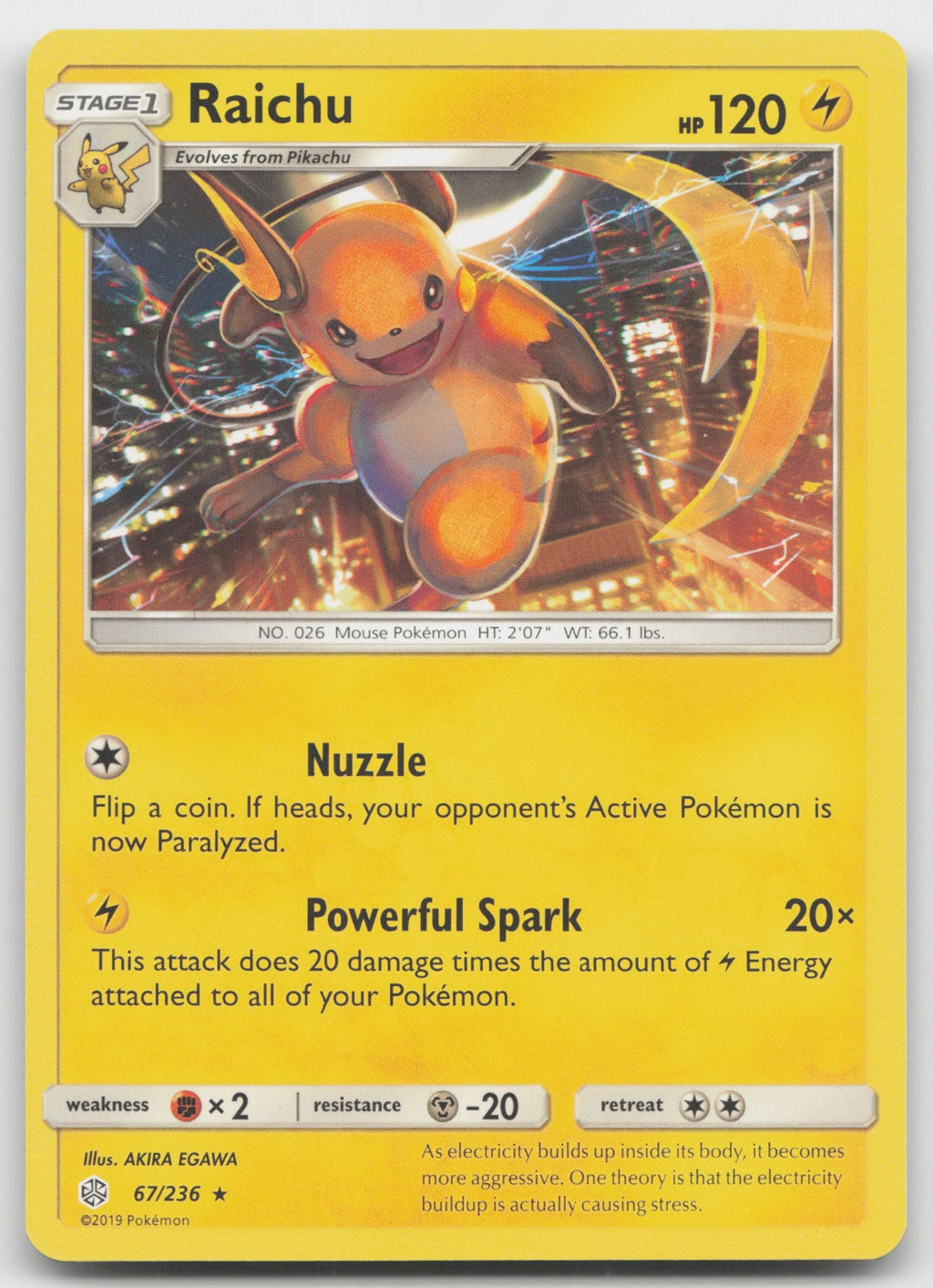 Raichu Rare SM - Cosmic Eclipse 67/236 NM