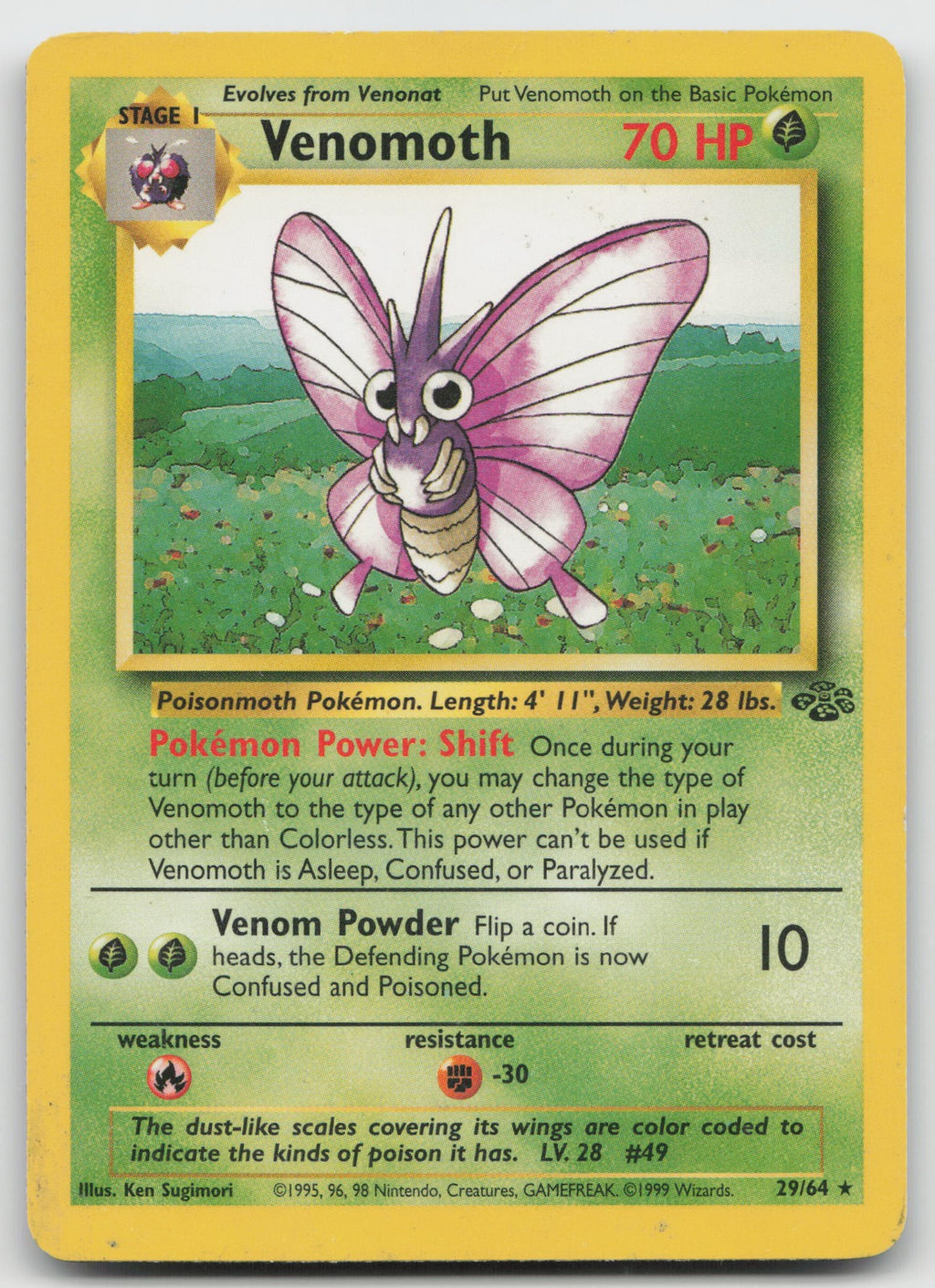 Venomoth Unlimited Rare Jungle 29/64 HP