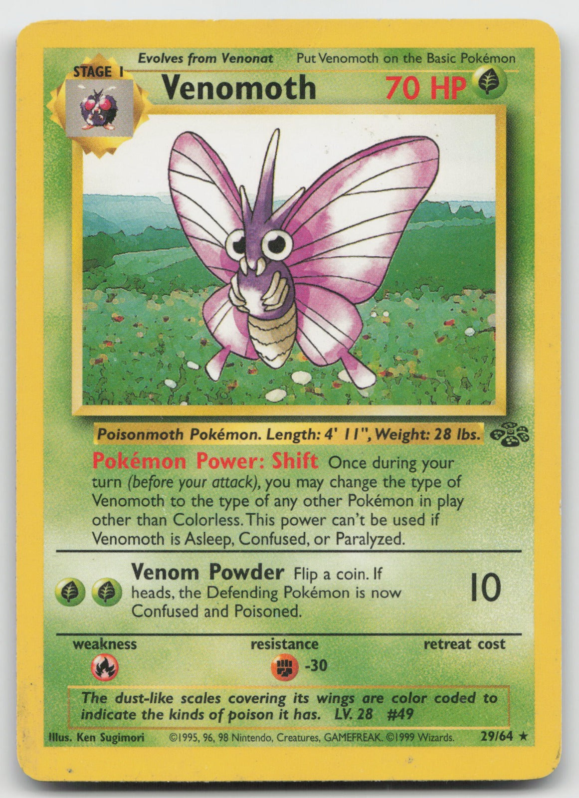Venomoth Unlimited Rare Jungle 29/64 HP
