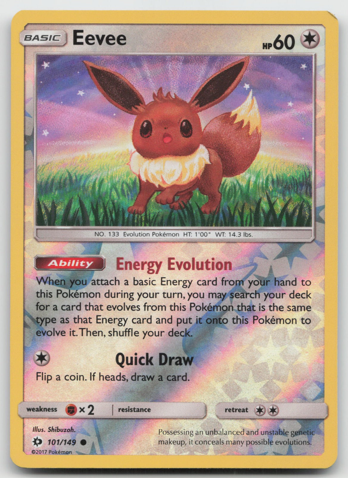 Eevee Reverse Holo Common SM Base Set 101/149 NM/VLP