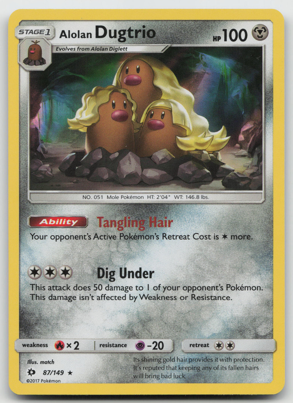 Alolan Dugtrio Holo Rare Holo SM Base Set 87/149 VLP