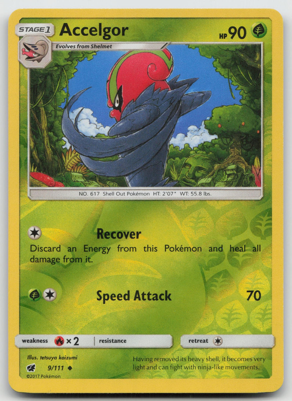 Accelgor Reverse Holo Uncommon SM - Crimson Invasion 9/111 NM