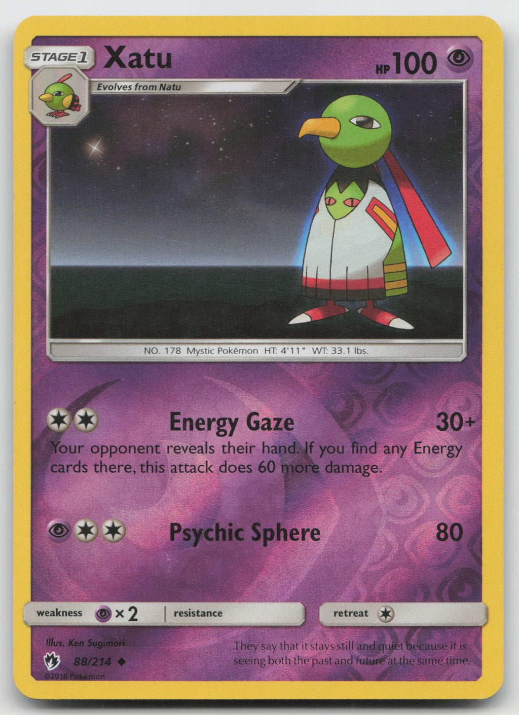Xatu Reverse Holo Uncommon SM - Lost Thunder 88/214 LP