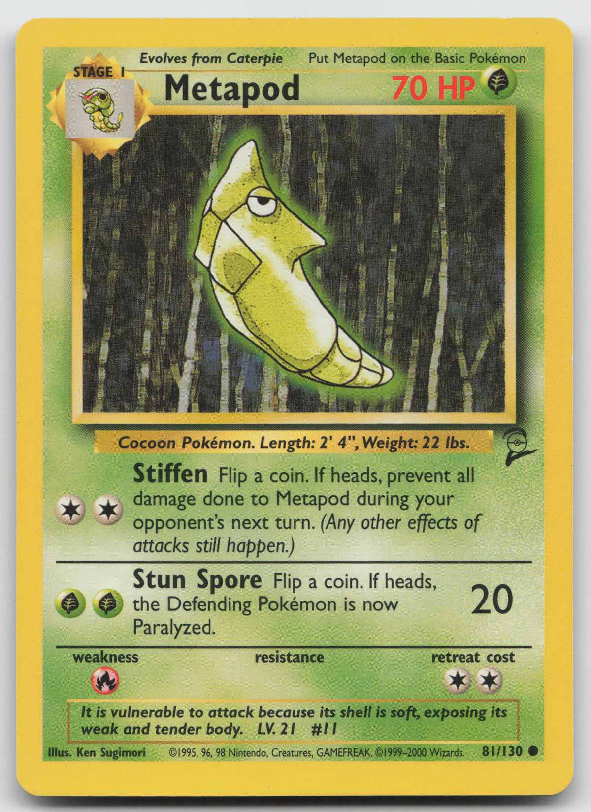 Metapod Common Unlimited Base Set 2 81/130 LP