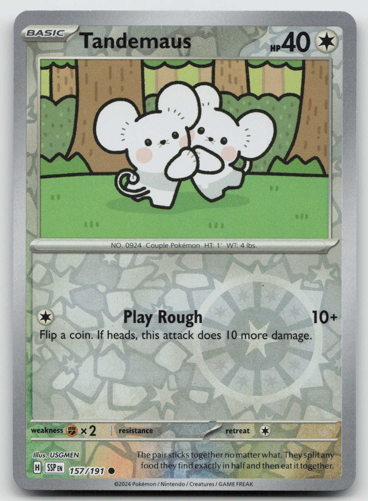 Tandemaus Common Reverse Holo SV08: Surging Sparks 157/191 NM