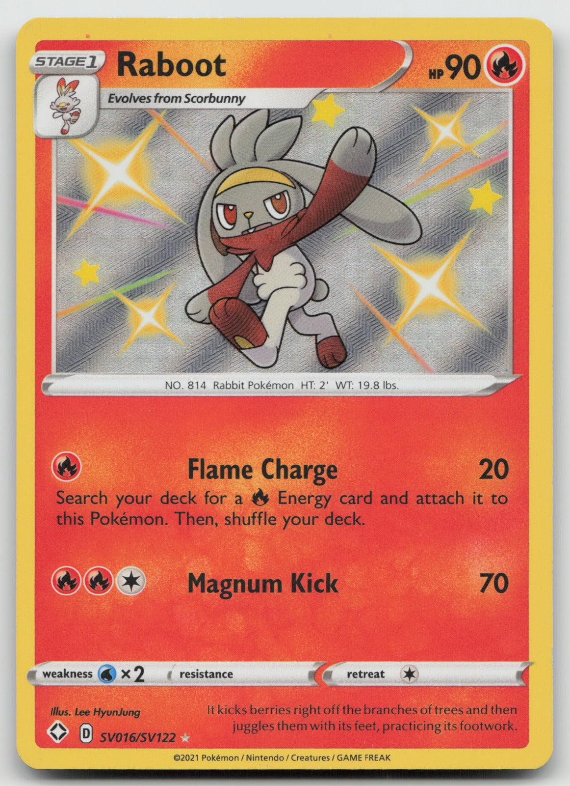 Raboot Shiny Holo Rare Shining Fates: Shiny Vault SV016/SV122 NM