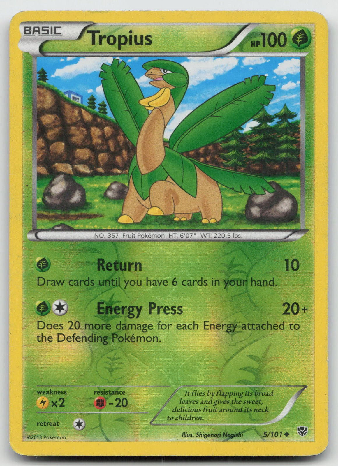 Tropius Uncommon Reverse Holo Plasma Blast 5/101 HP
