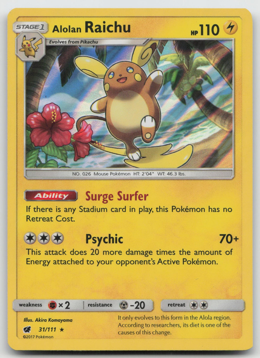 Alolan Raichu Holo Rare SM - Crimson Invasion 31/111 NM