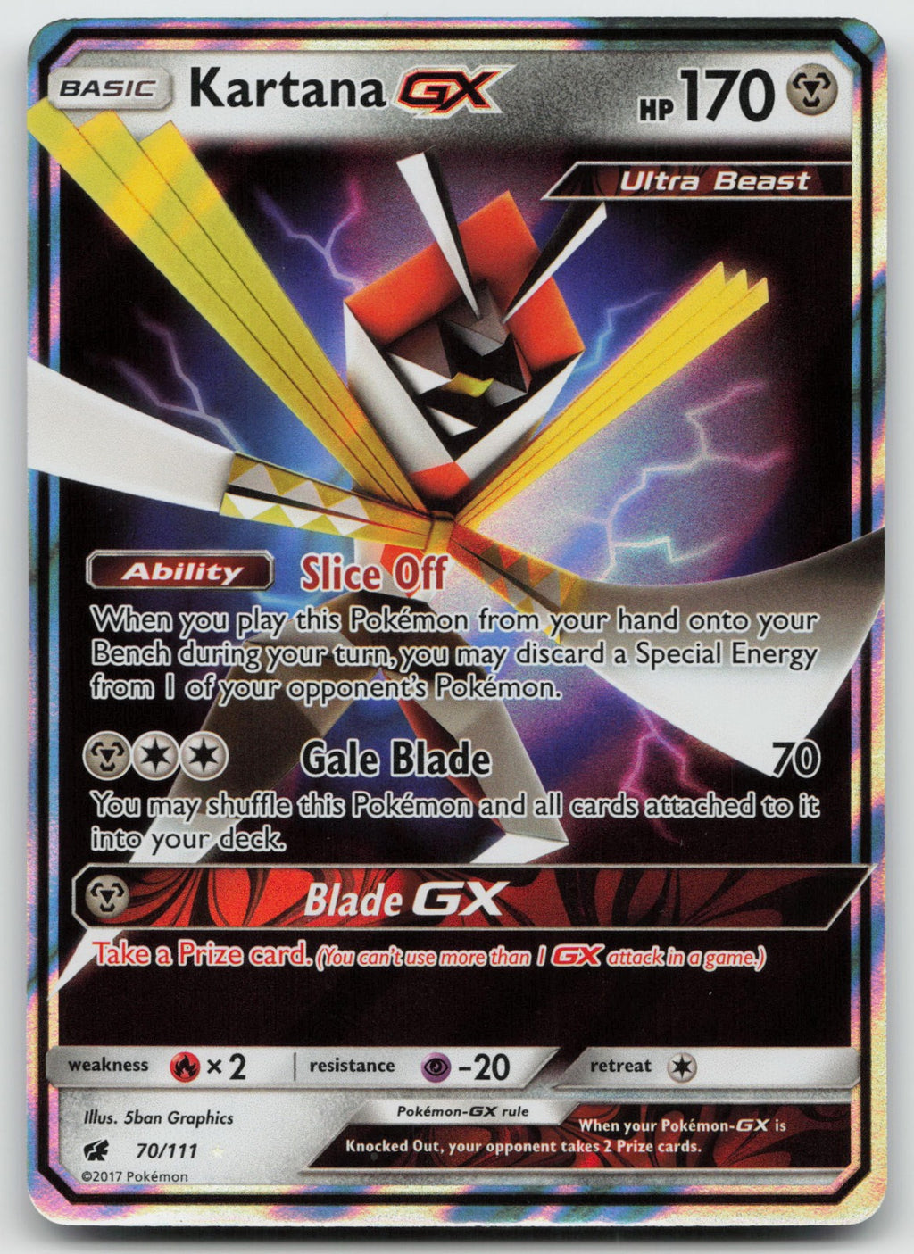 Kartana GX Holo Ultra Rare SM - Crimson Invasion 70/111 NM