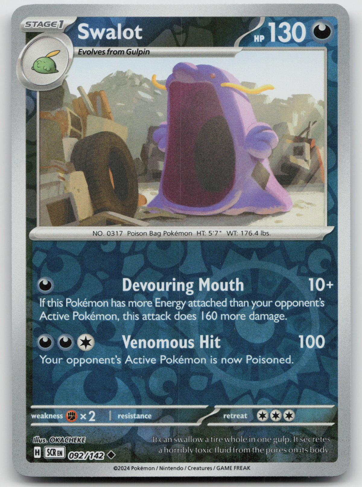 Swalot Uncommon Reverse Holo SV07: Stellar Crown 092/142 NM