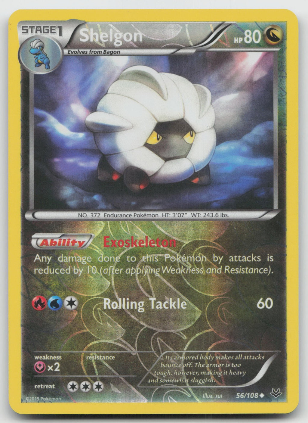 Shelgon Uncommon Reverse Holo XY - Roaring Skies 56/108 LP