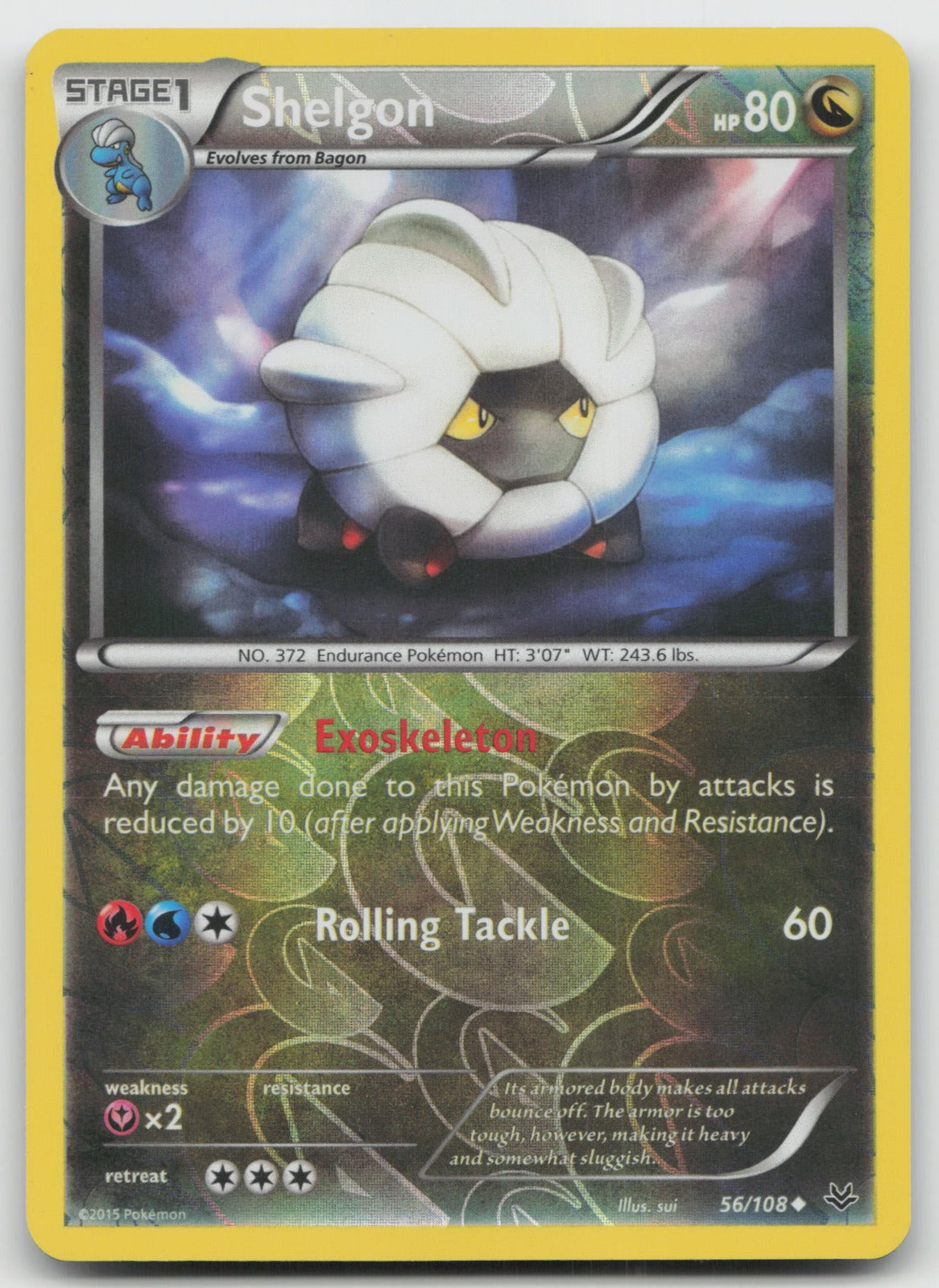 Shelgon Uncommon Reverse Holo XY - Roaring Skies 56/108 LP