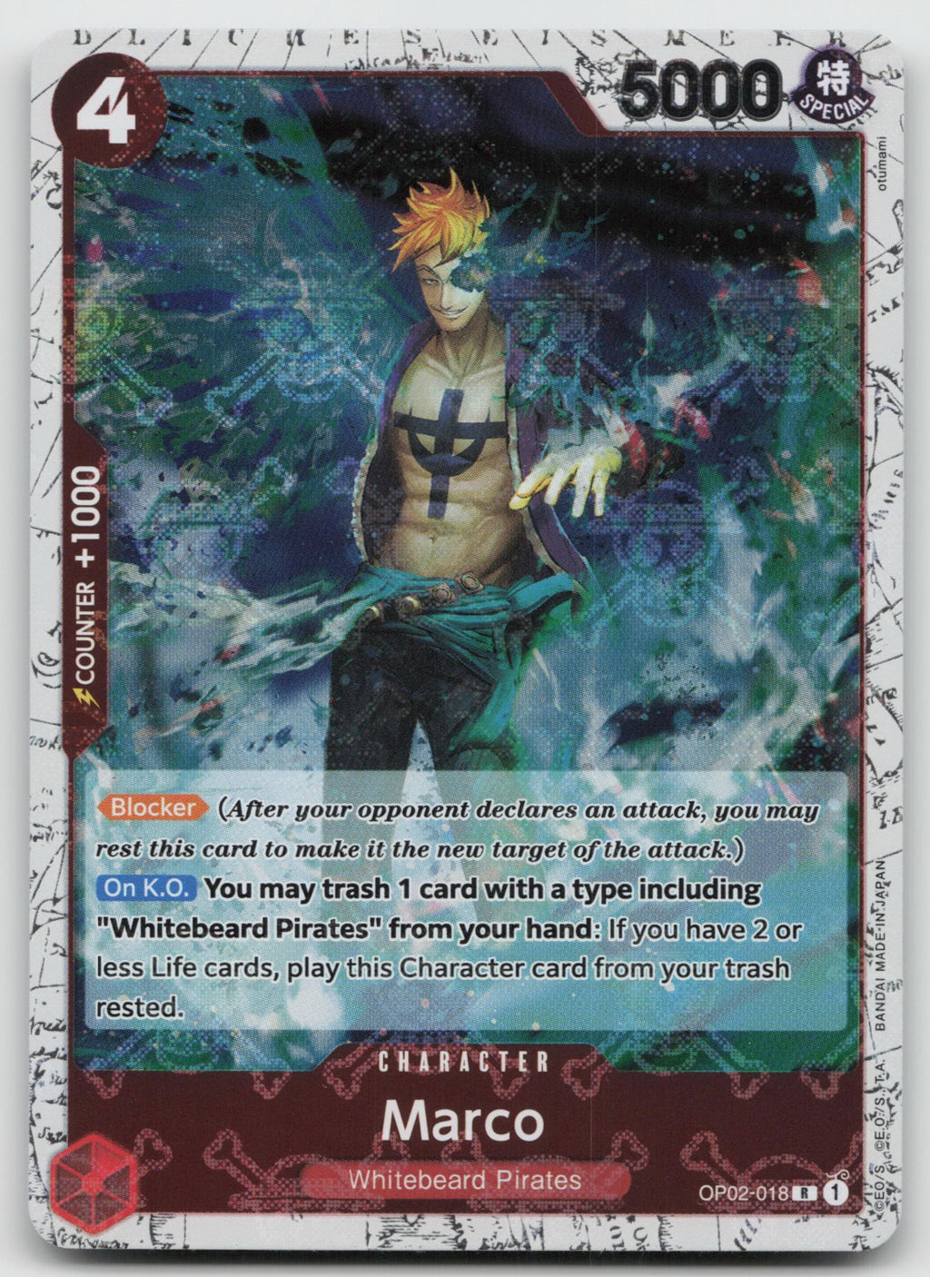 Marco (Jolly Roger Foil) R Foil Premium Booster -The Best- OP02-018 NM