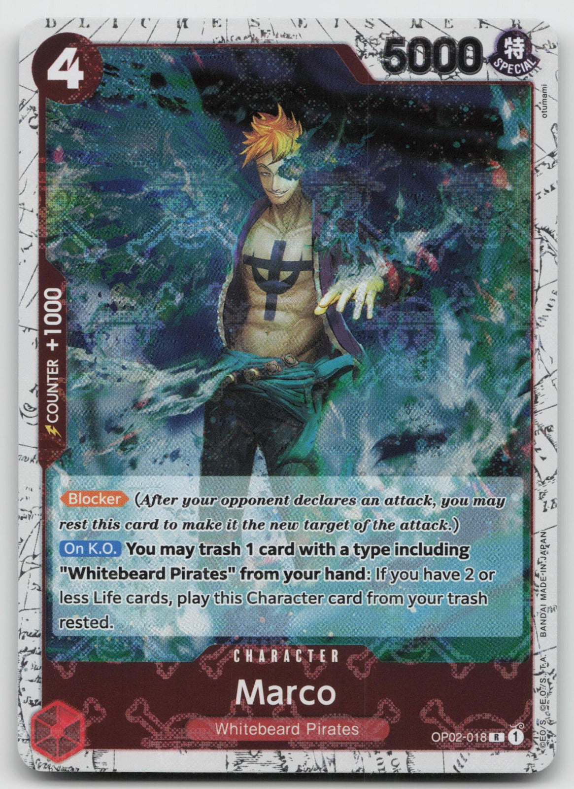 Marco (Jolly Roger Foil) R Foil Premium Booster -The Best- OP02-018 NM
