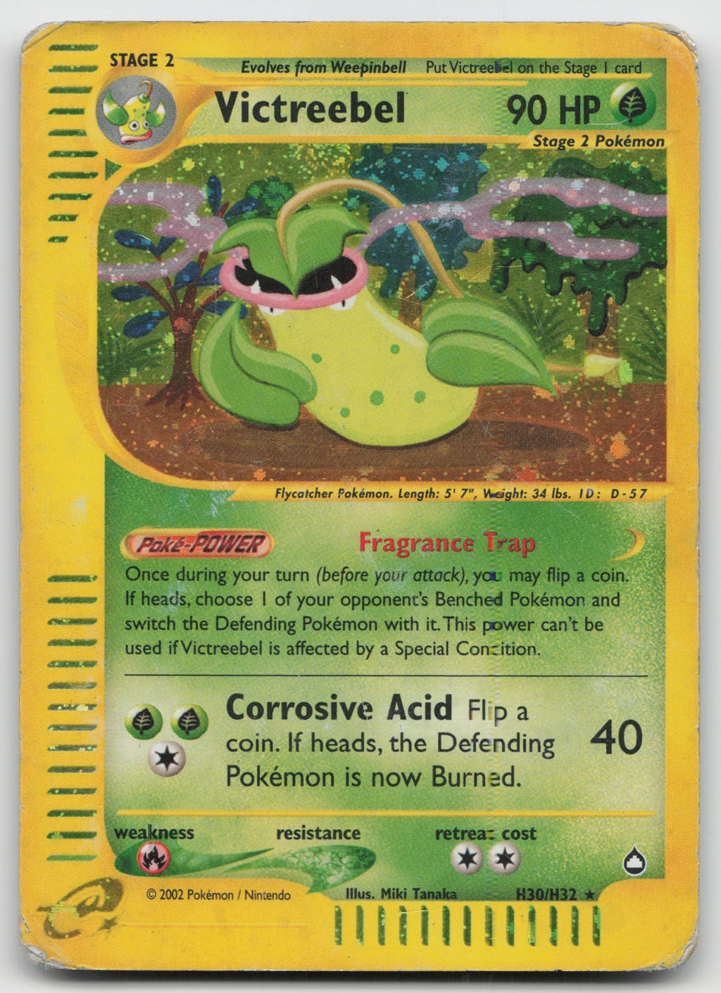 Victreebel Holo Rare Aquapolis H30/H32 DAMAGED