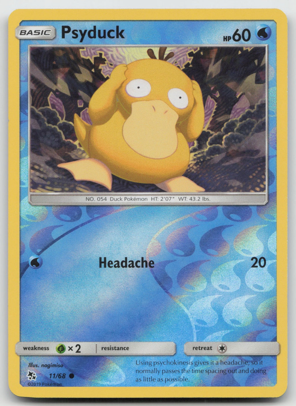 Psyduck Reverse Holo Common Hidden Fates 11/68 NM