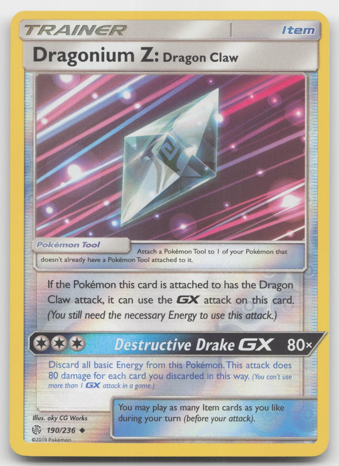 Dragonium Z: Dragon Claw Reverse Holo Uncommon SM - Cosmic Eclipse 190/236 NM
