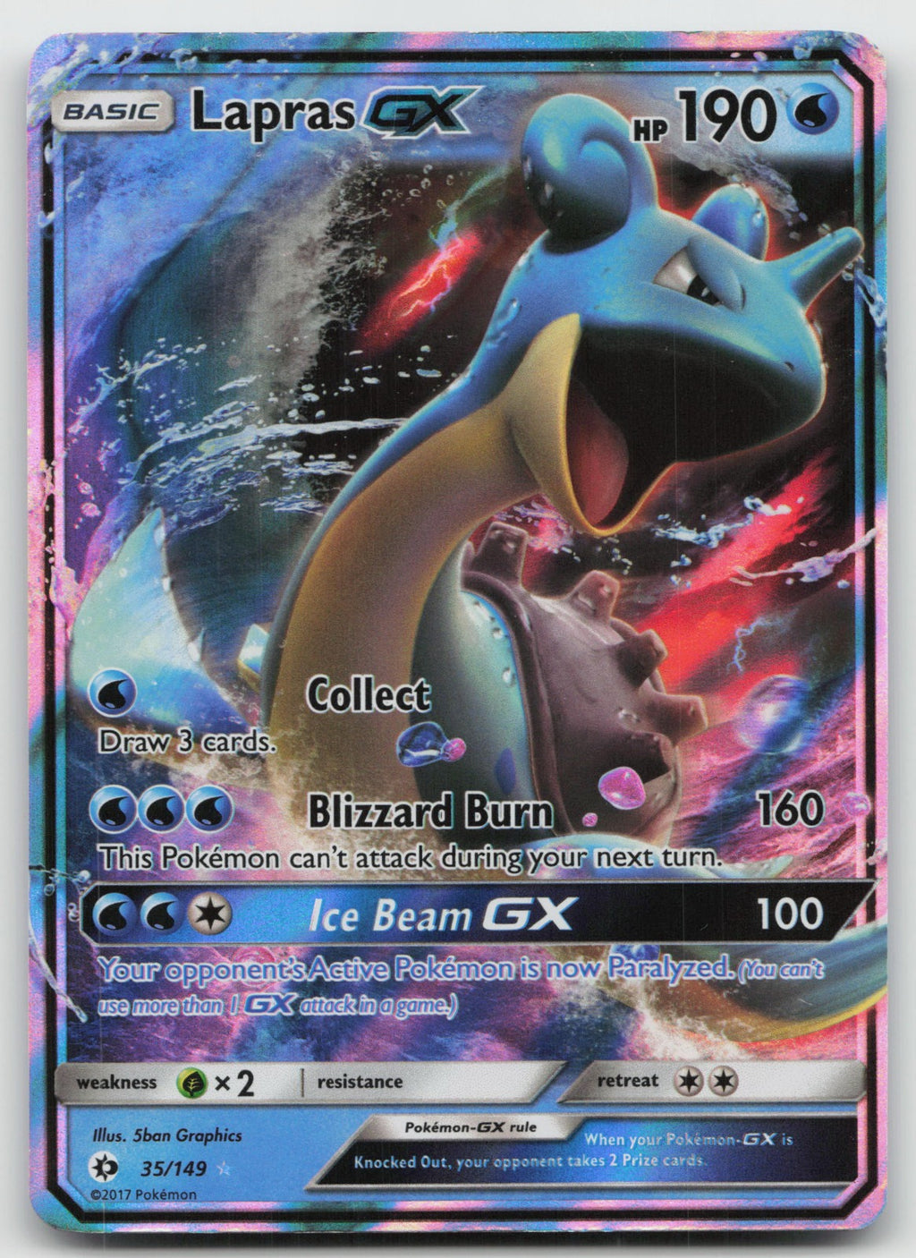 Lapras GX Holo Ultra Rare SM Base Set 35/149 MP
