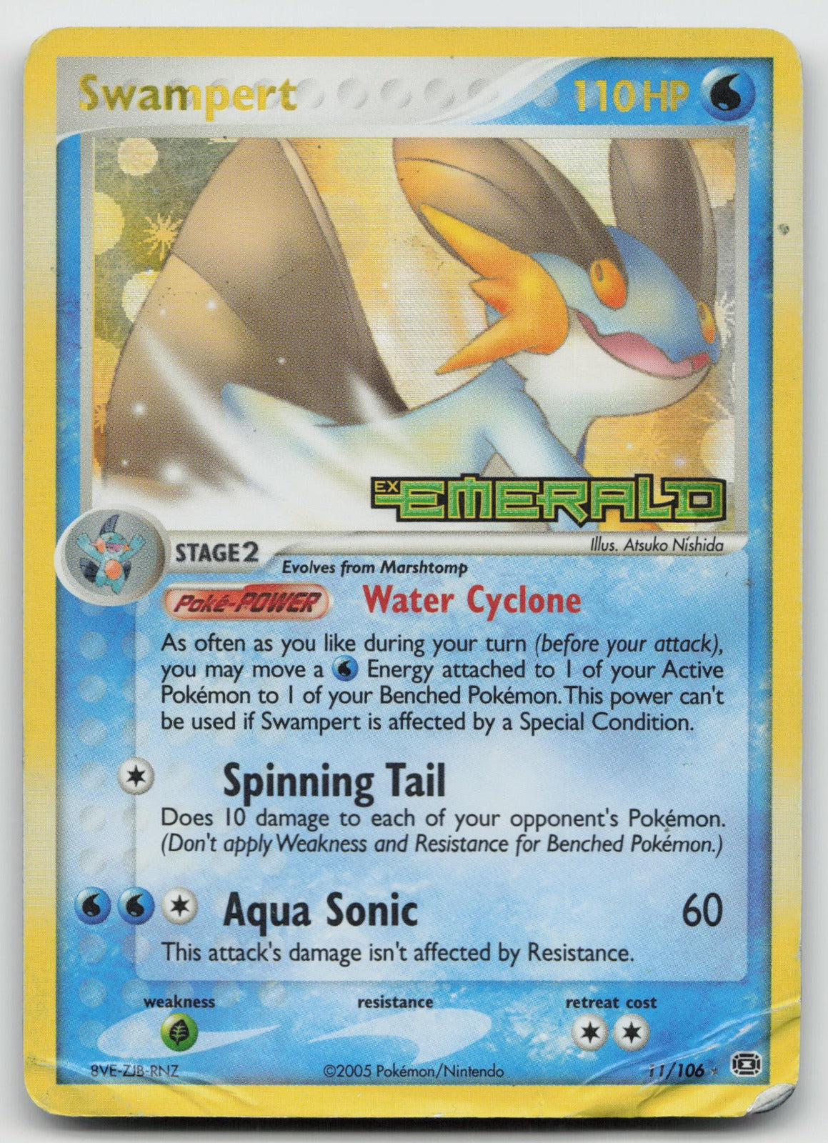Swampert Rare Reverse Holo Emerald 11/106 DAMAGED