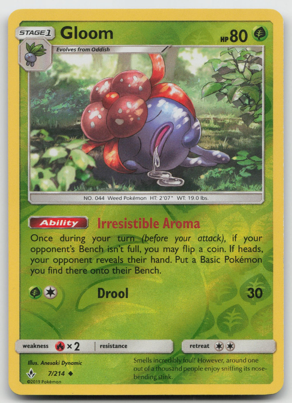 Gloom Reverse Holo Uncommon SM - Unbroken Bonds 7/214 NM