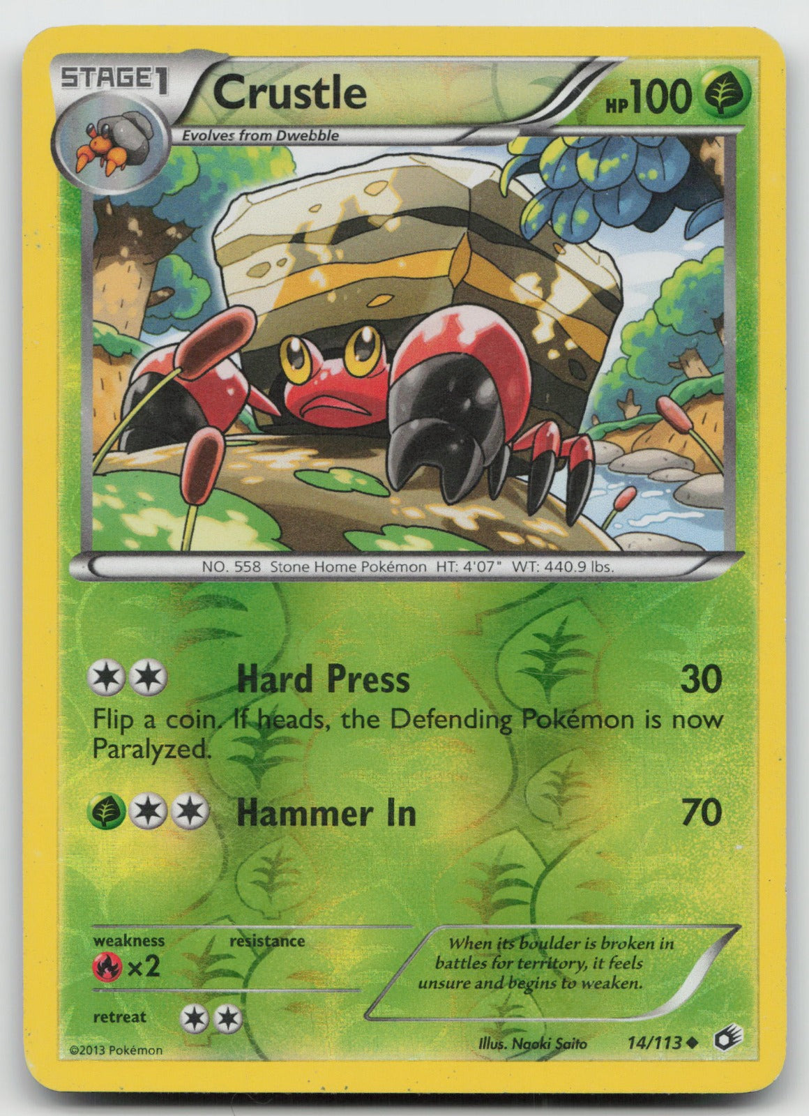 Crustle Uncommon Reverse Holo Legendary Treasures 14/113 HP