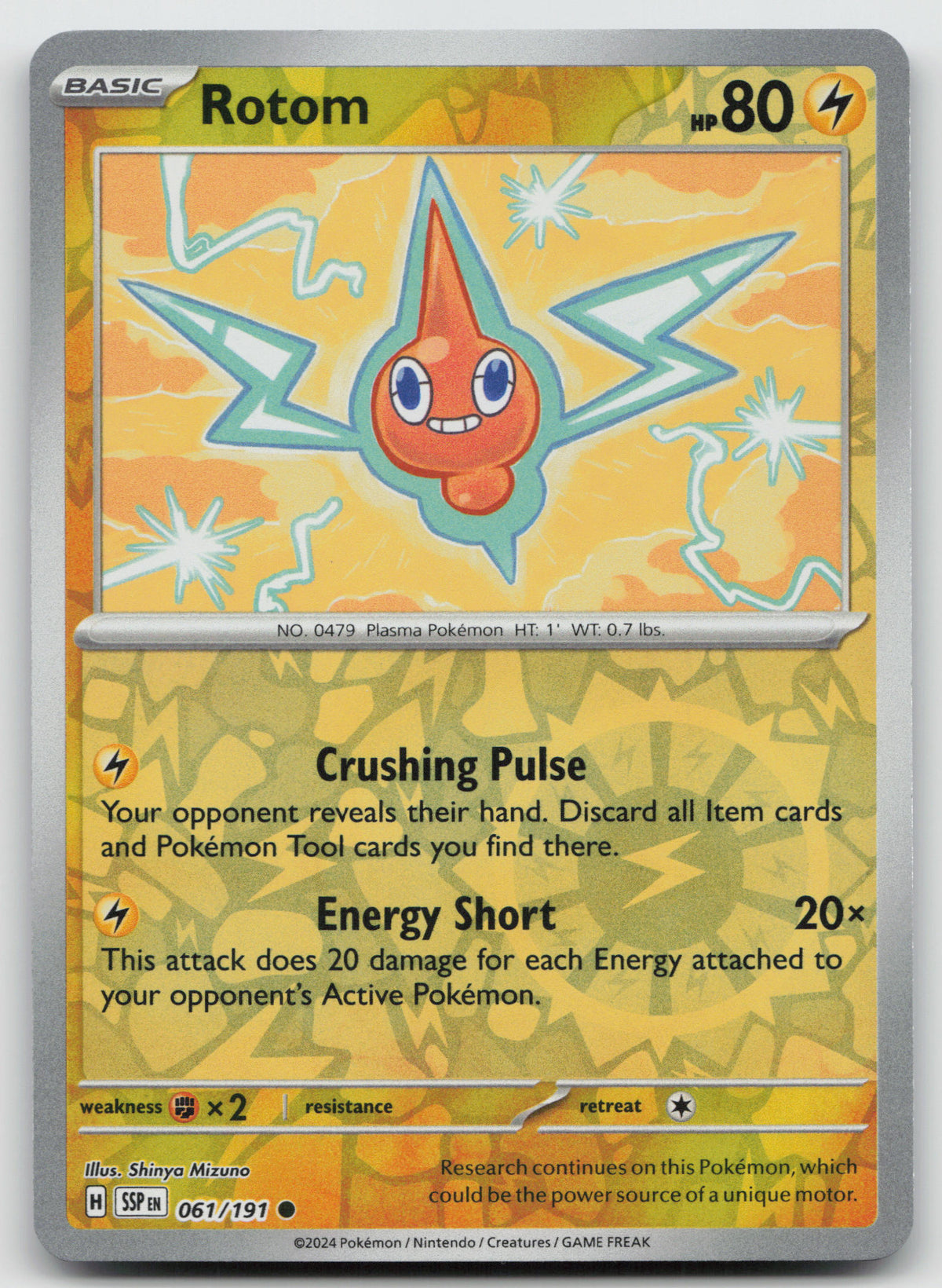 Rotom Common Reverse Holo SV08: Surging Sparks 061/191 NM