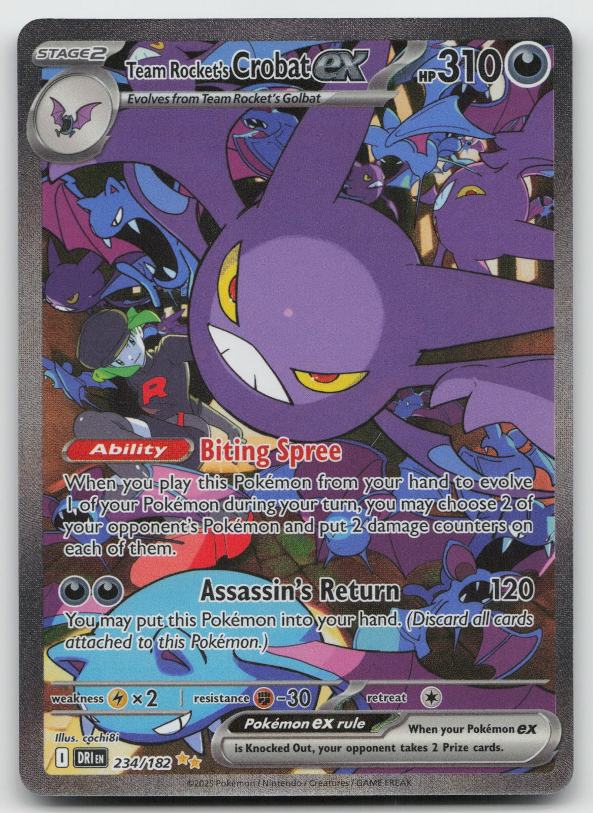 Team Rockets Crobat ex Holo Special Illustration Rare Destined Rivals 234/182 NM