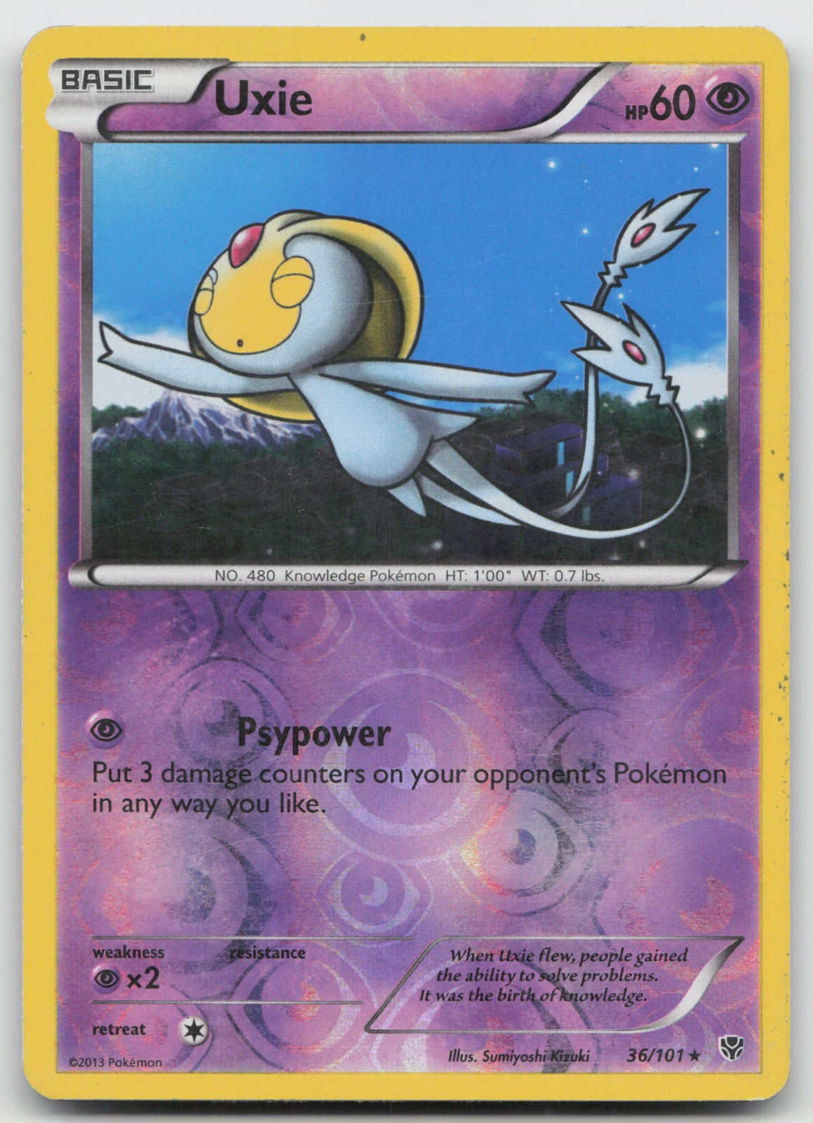 Uxie Rare Reverse Holo Plasma Blast 36/101 LP