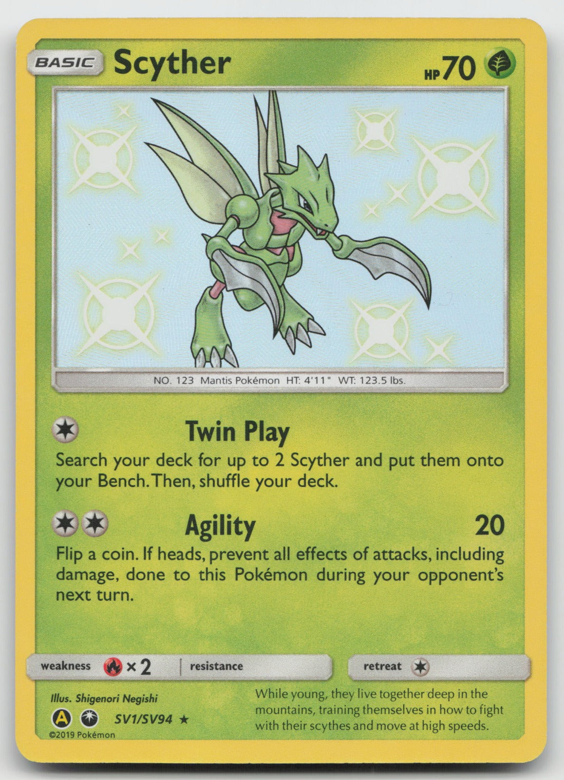Scyther Shiny Holo Rare Hidden Fates: Shiny Vault SV1/SV94 NM