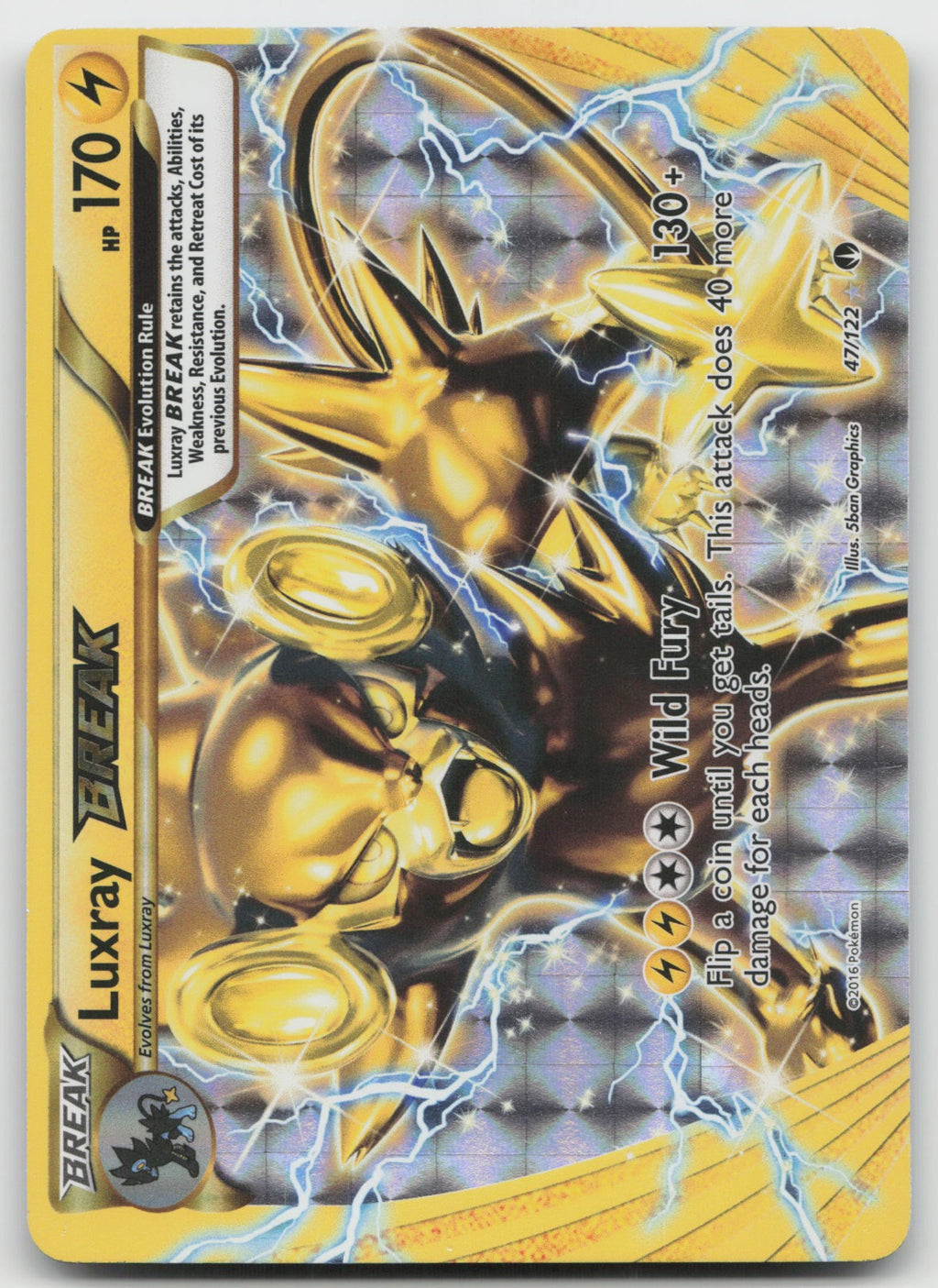 Luxray BREAK Holo Rare BREAK XY - BREAKpoint 47/122 MP O/C Alignment Dot Error