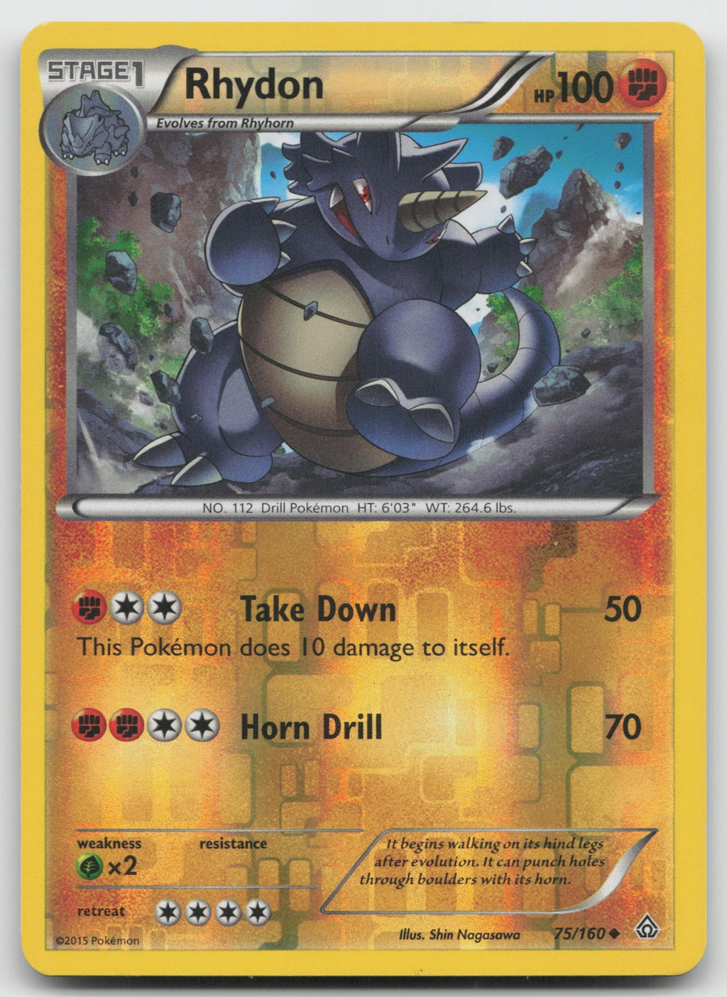 Rhydon Uncommon Reverse Holo XY - Primal Clash 75/160 VLP
