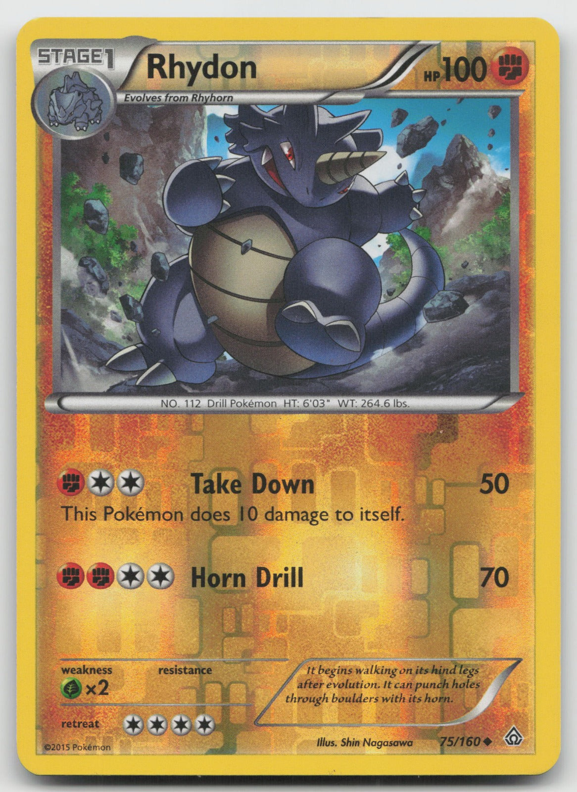 Rhydon Uncommon Reverse Holo XY - Primal Clash 75/160 VLP