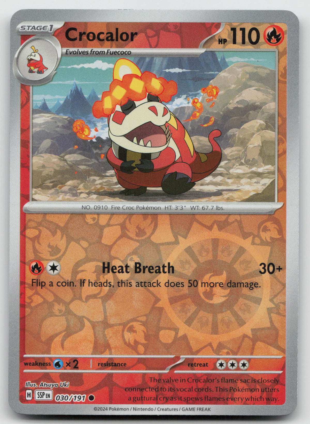 Crocalor Common Reverse Holo SV08: Surging Sparks 030/191 NM