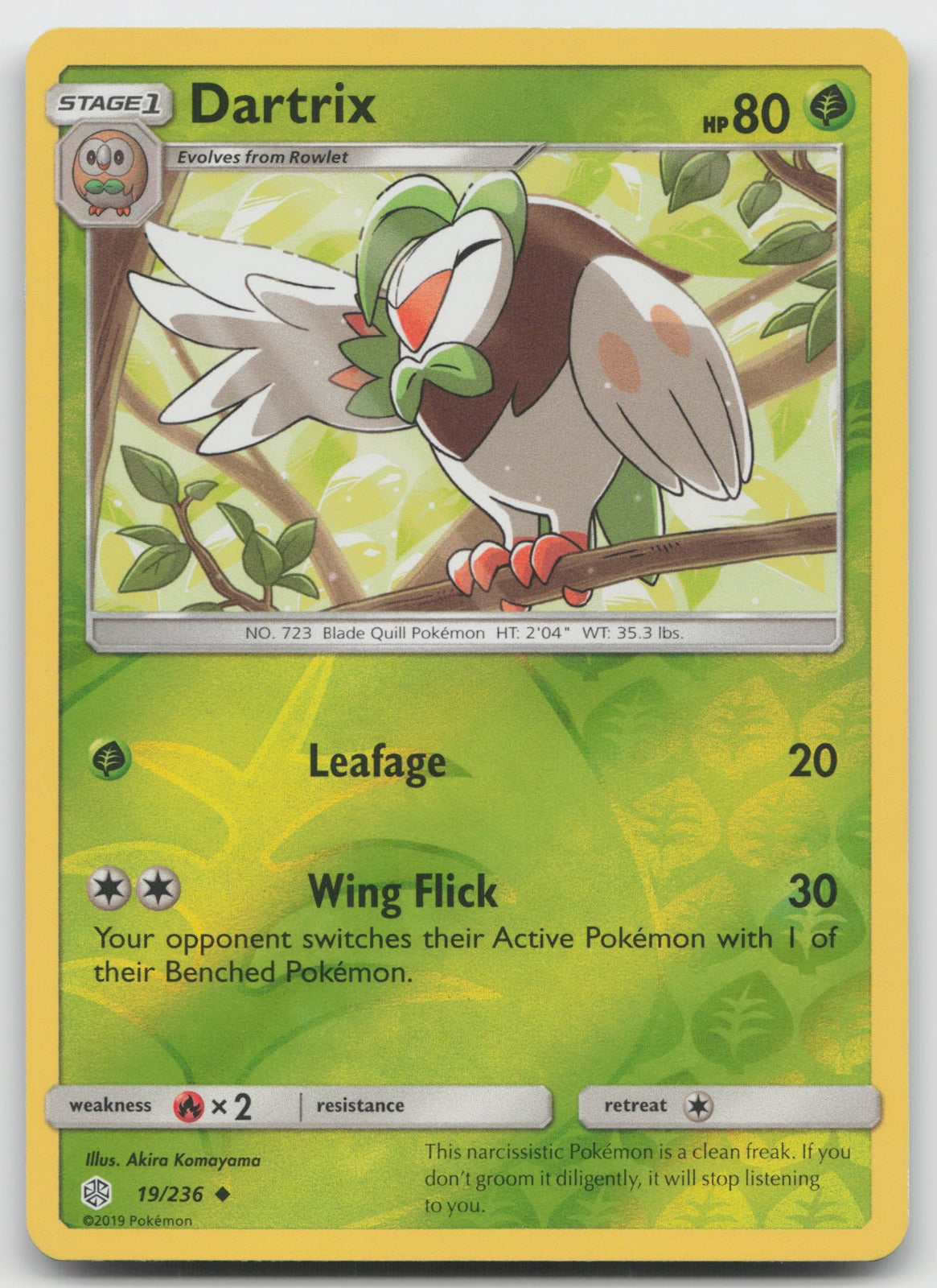 Dartrix Reverse Holo Uncommon SM - Cosmic Eclipse 19/236 MP